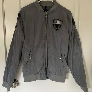 Express Men’s Small Gray Pilot Jacket Multi Pocket